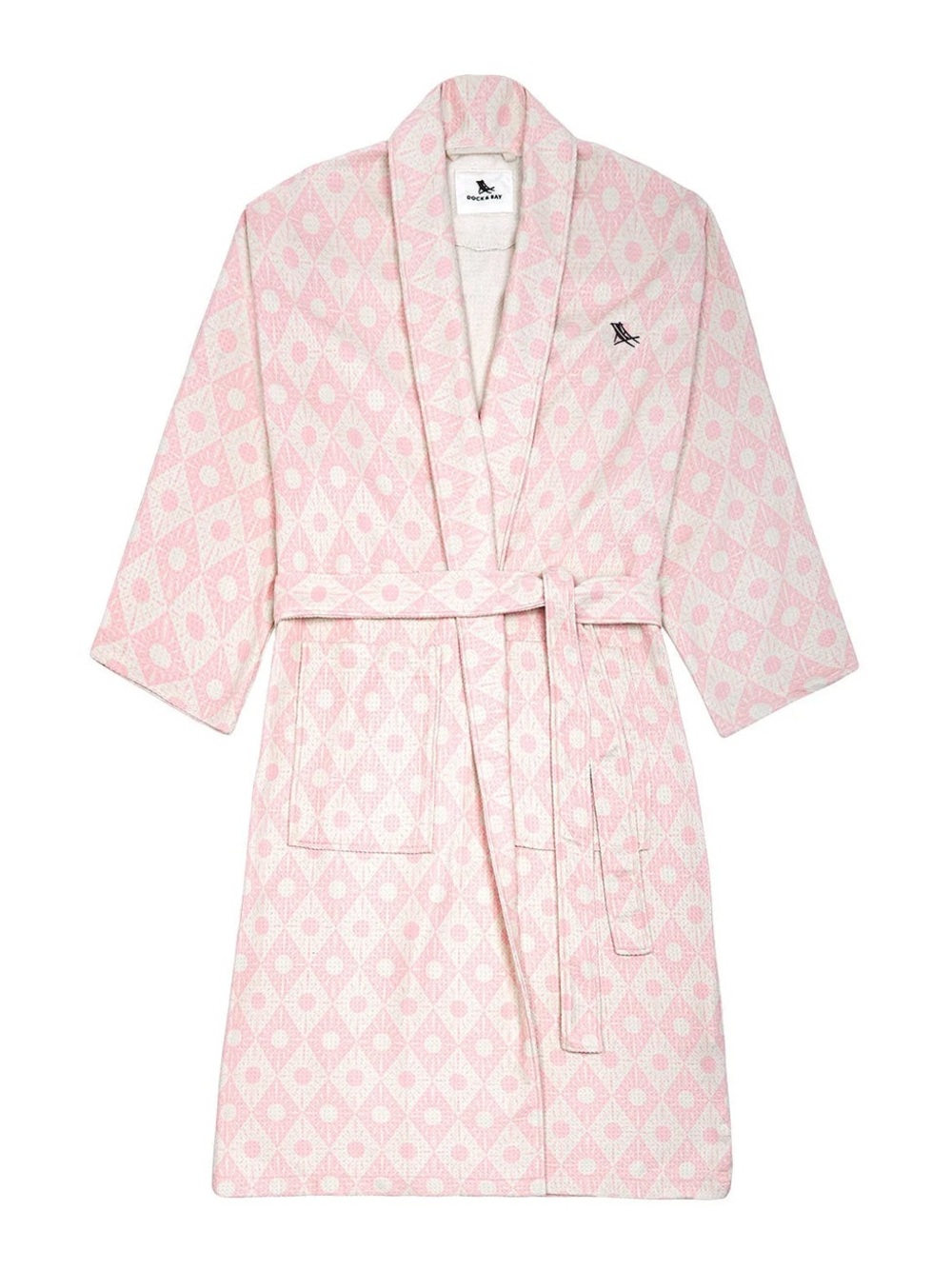 Dock & Bay Diamond Pink Waffle Bath Robe One Size NWT Quick Dry Spa